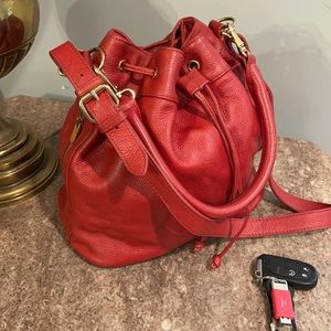 Draw String Closure Leather Bag